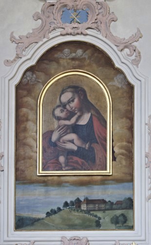 Mariahilfbild mit Kloster Gubel