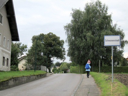 Town sign Schwanenstadt