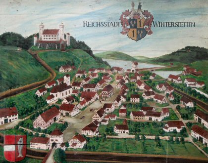 Tafel mit geschichtlichen Erleuterungen zur Burg Winterstetten