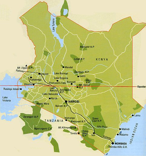 Carte du Kenya avec itinraire